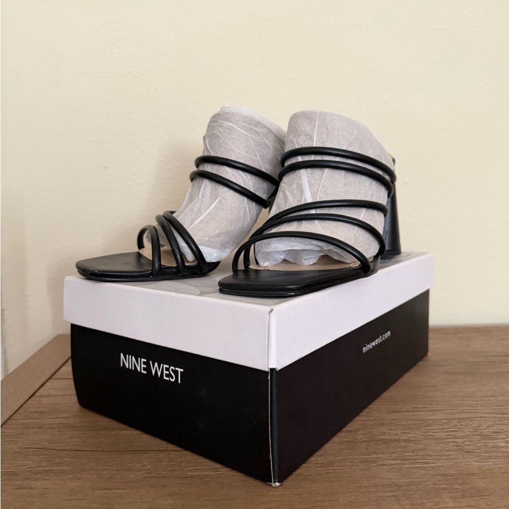 Nine West Black Strappy Heels